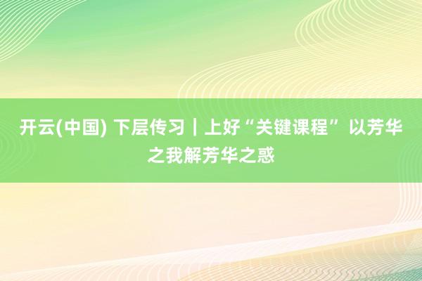 开云(中国) 下层传习｜上好“关键课程” 以芳华之我解芳华之惑