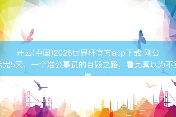 开云(中国)2026世界杯官方app下载 刚公示完5天，一个准公事员的自毁之路，看完真以为不冤