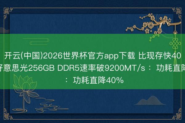 开云(中国)2026世界杯官方app下载 比现存快40%！好意思光256GB DDR5速率破9200MT/s ：功耗直降40%