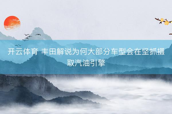 开云体育 丰田解说为何大部分车型会在坚抓摄取汽油引擎