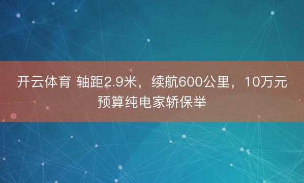 开云体育 轴距2.9米，续航600公里，10万元预算纯电家轿保举