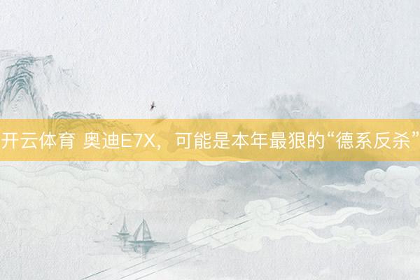 开云体育 奥迪E7X，可能是本年最狠的“德系反杀”