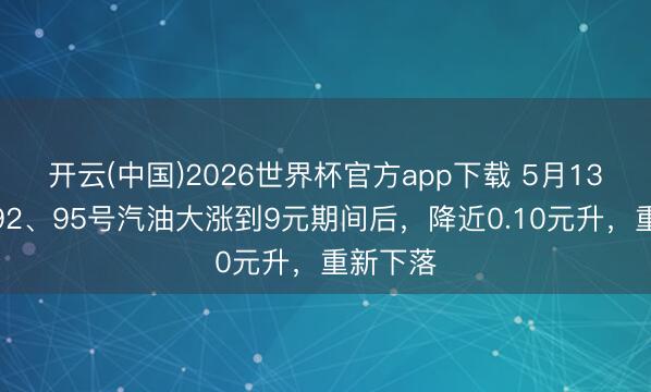 开云(中国)2026世界杯官方app下载 5月13日宇宙92、95号汽油大涨到9元期间后，降近0.10元升，重新下落