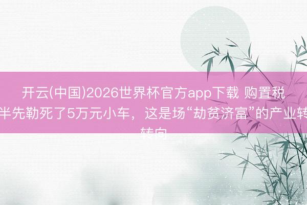 开云(中国)2026世界杯官方app下载 购置税减半先勒死了5万元小车，这是场“劫贫济富”的产业转向