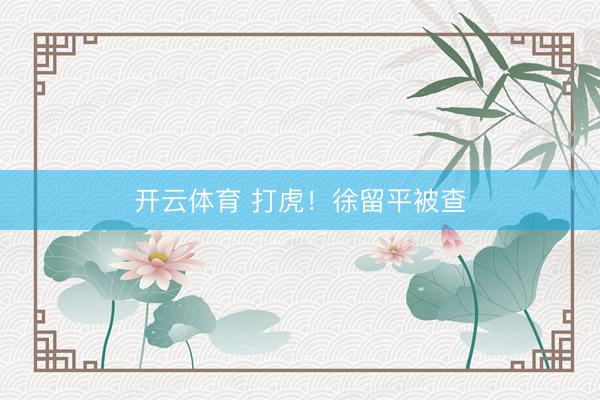 开云体育 打虎！徐留平被查