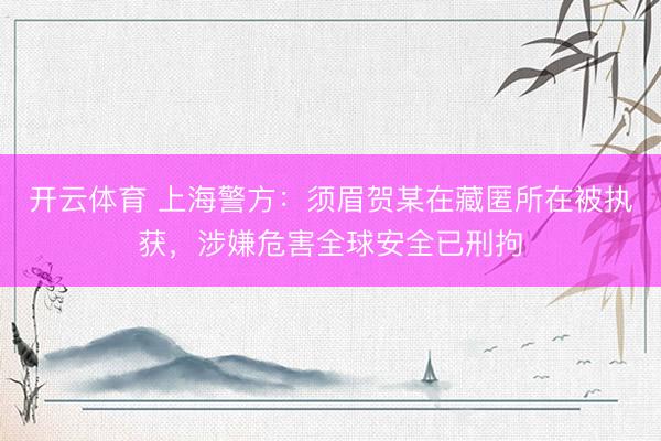开云体育 上海警方：须眉贺某在藏匿所在被执获，涉嫌危害全球安全已刑拘