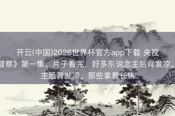开云(中国)2026世界杯官方app下载 央视一套刚播完《督察》第一集。片子看完，好多东说念主后背发凉。那些拿着长焦