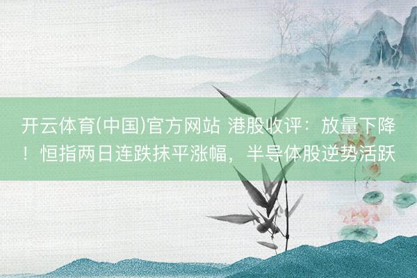 开云体育(中国)官方网站 港股收评：放量下降！恒指两日连跌抹平涨幅，半导体股逆势活跃