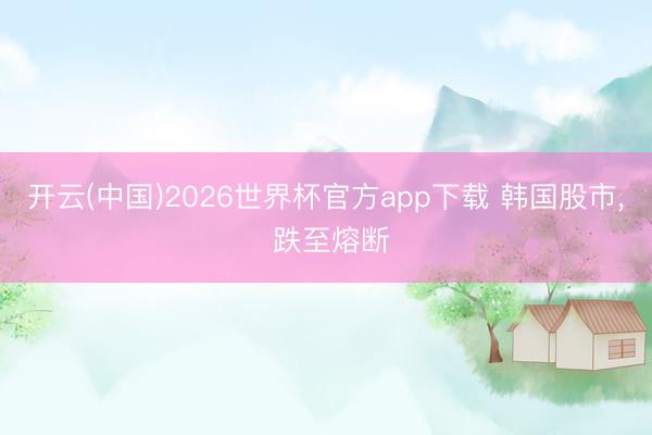 开云(中国)2026世界杯官方app下载 韩国股市， 跌至熔断