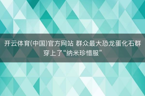开云体育(中国)官方网站 群众最大恐龙蛋化石群穿上了“纳米珍惜服”