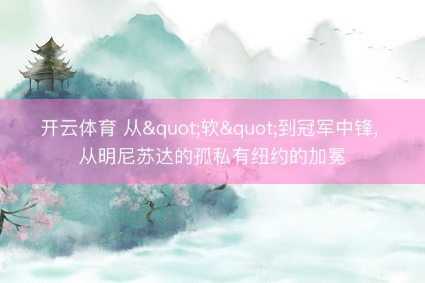 开云体育 从"软"到冠军中锋， 从明尼苏达的孤私有纽约的加冕