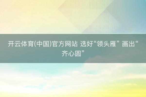 开云体育(中国)官方网站 选好“领头雁” 画出“齐心圆”