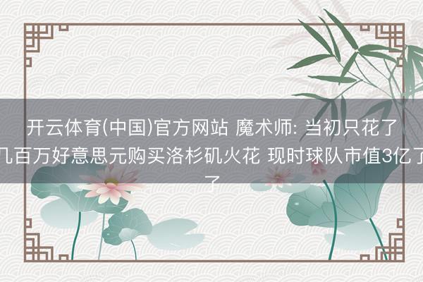 开云体育(中国)官方网站 魔术师: 当初只花了几百万好意思元购买洛杉矶火花 现时球队市值3亿了